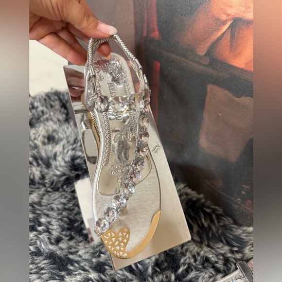 Glamorous Silver Rhinestone Women's Sandals - Picture 2 of 10